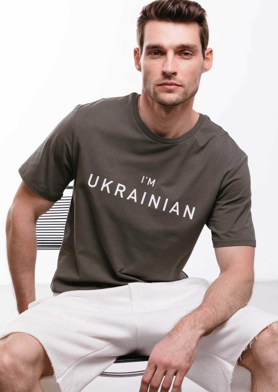 Men khaki T-shirt "I'm Ukrainian"